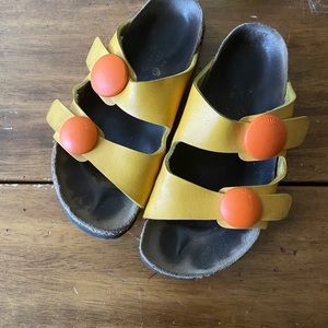Birkenstock Papillio Arizona Big Button Sandal Sz 39 Yellow Orange